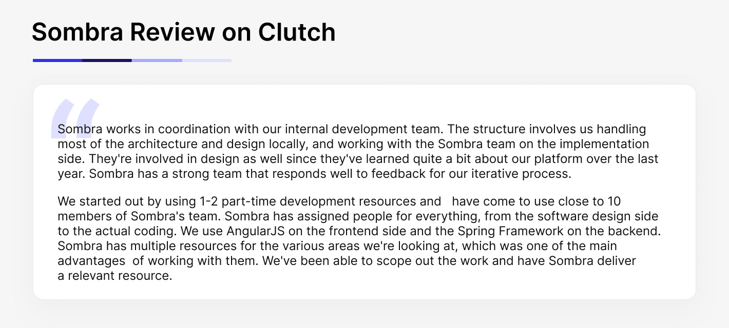 Feedback from Sombra client on Clutch