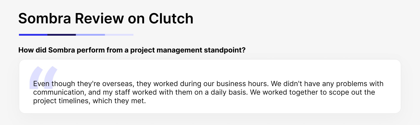 Feedback from Sombra client on Clutch
