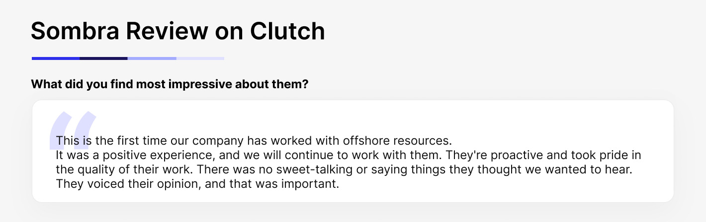 Feedback from Sombra client on Clutch