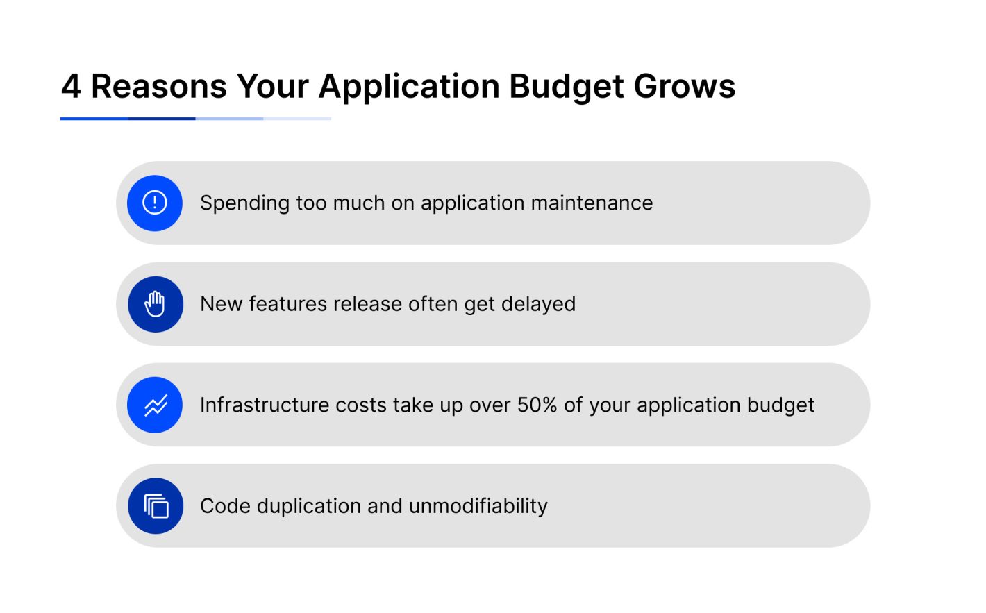Reasons a legacy application grows budget