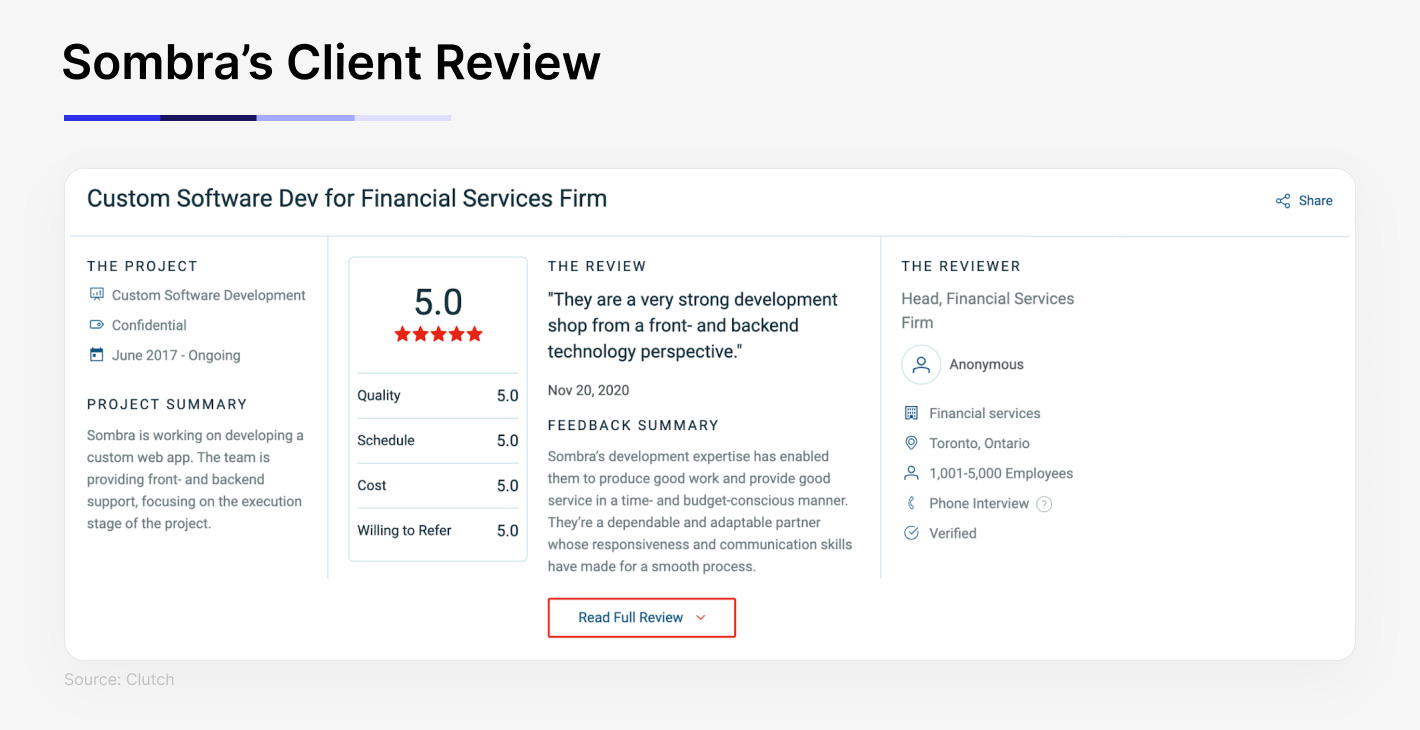 Wealthtech client’s review