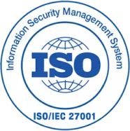 ISO/IEC 27001 certification badge for information security management.