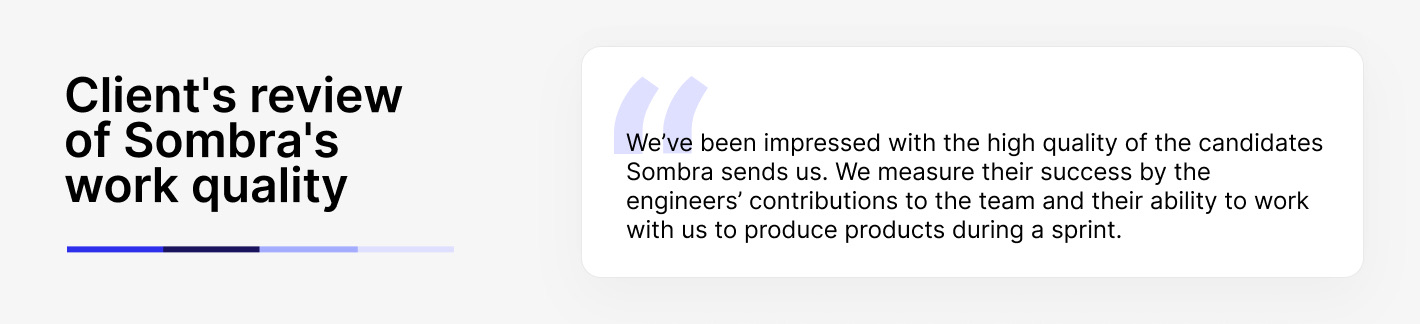 Client’s review of Sombra’s work quality