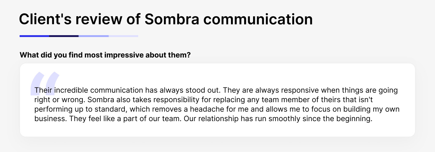 Client’s review of Sombra communication