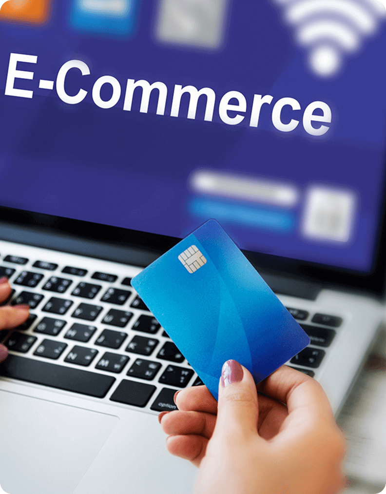 Online shopping and digital payment process in the e-commerce industry.