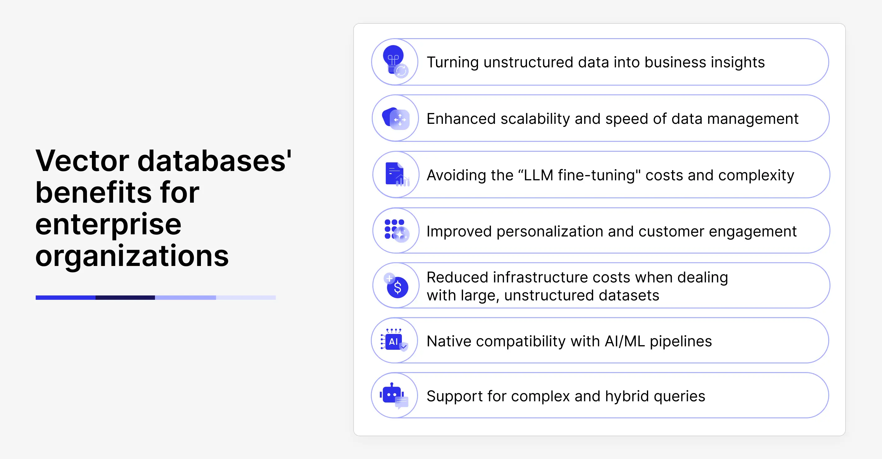 A list of benefits of vector databases for enterprise organizations