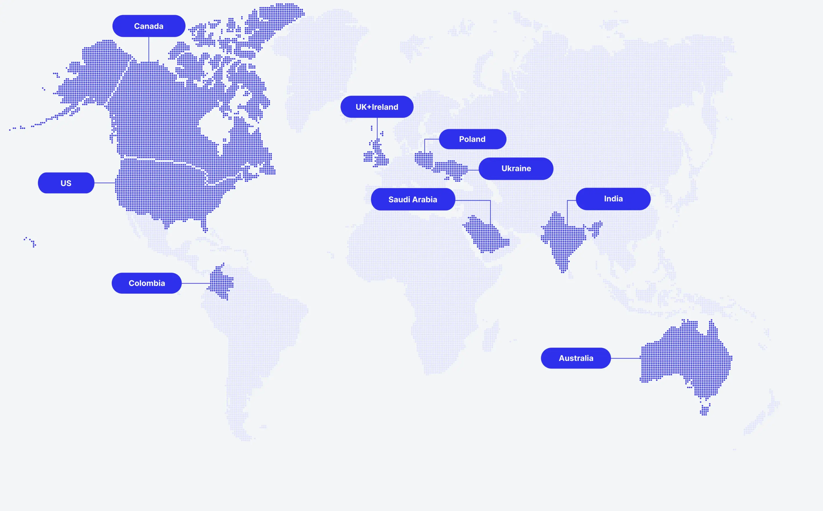 World map highlighting regions where Sombra operates or serves clients.