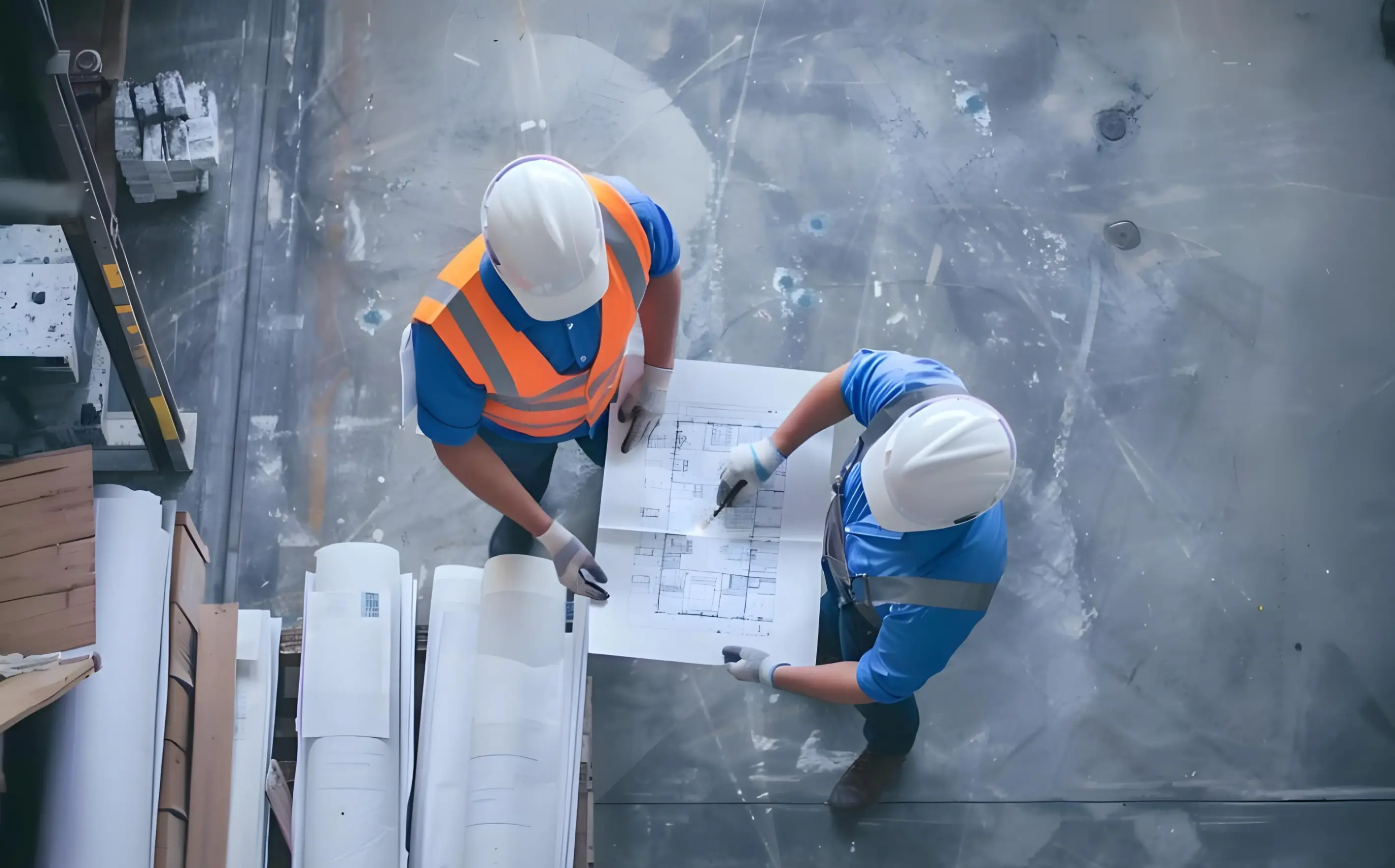 a photo of construction workers on site